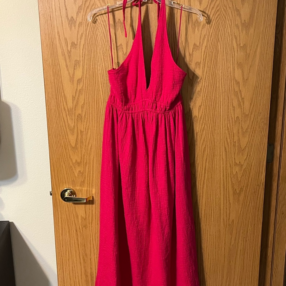 Steve Madden Fuchsia Halter Maxi Dress